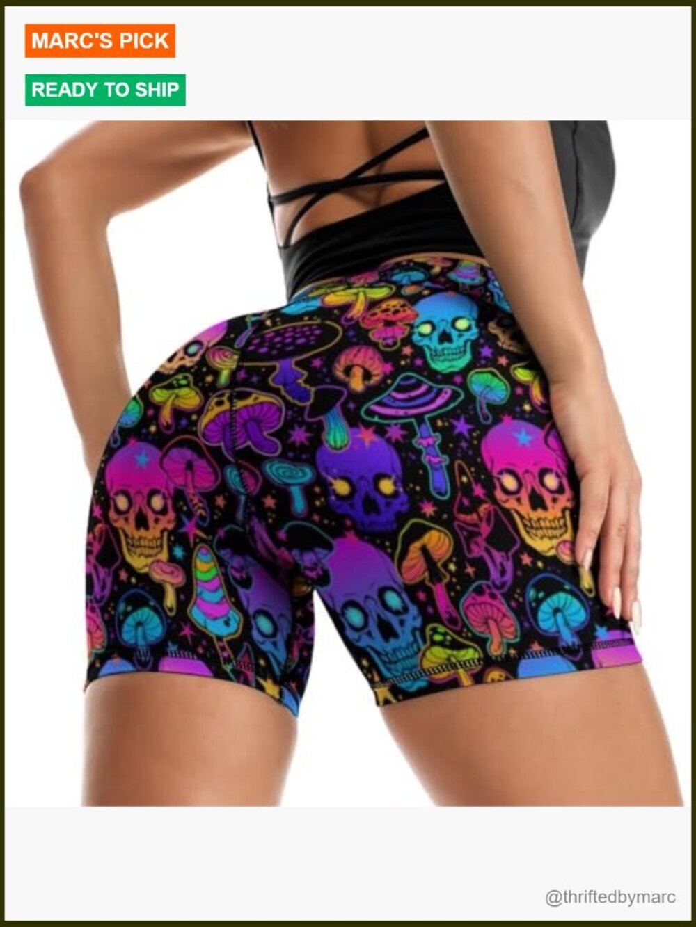 High Waisted Biker Shorts Yoga Athletic Running Workout - Picture 4 of 5